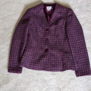 Long Elegant Legs Plum Textured Tweed Blazer